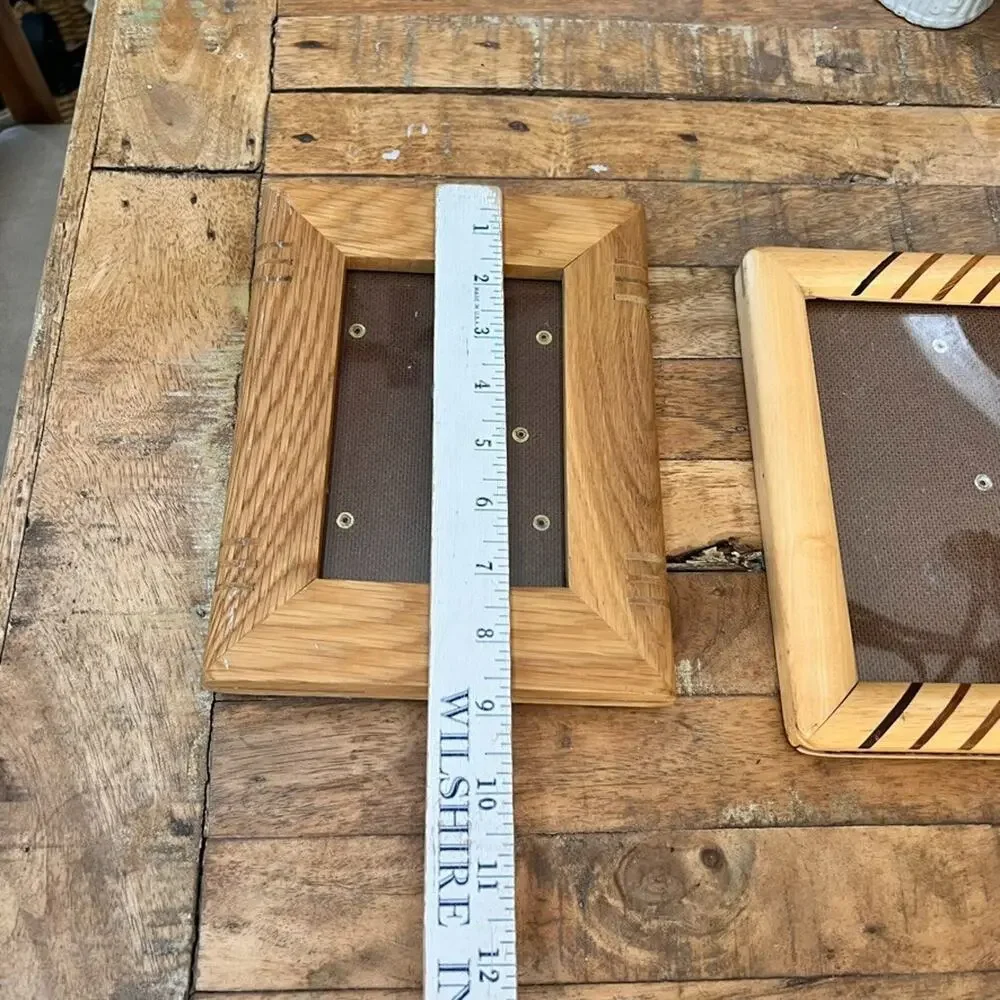 Handcrafted Wooden Inlay Design Picture Frames Set of 2 Modern Minimalist